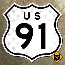 US Route 91 highway road sign California-style diecut shield Las Vegas 16x16 picture