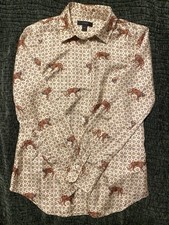 J.Crew 100% Silk Cream & Brown Tiger Print Blouse 00P Petite picture