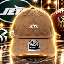 '47 Brand NY Jets Strapback Hat Brown NFL Cap Carhartt picture