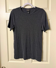 H&M Men’s Slim Fit Gray Solid Knit Crew Neck Short Sleeve T-Shirt Size S picture