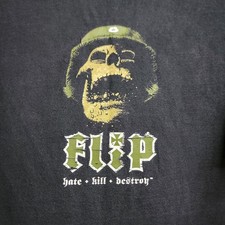Rare Vintage Flip Skateboards Militant Skull Hate Kill Destroy T-Shirt - Size XL picture