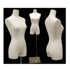 Adult Female Pinnable White Linen Dress Form Mannequin Torso with Thighs & Base picture