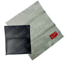 New Ray Ban Black  Folding Sunglasses Case w/ cleaning cloth picture