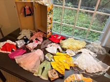 Large Vintage 1960s/70s Doll Wardrobe Lot, 2 Cases, Furga Jana Lee Clothes picture
