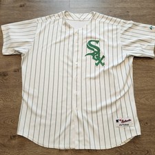 Chicago White Sox Majestic Authentic St Patricks Day Green Pinstripe Jersey 56 picture