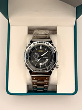 BIBI S-SPORTS Quartz Watch Day/Date Black Dial Silver Tone Bracelet Box picture