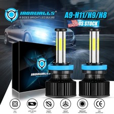 6-Sides H11 H9 H8 LED Low Beam Headlight Bulbs Conversion Kit 6000K Super Bright picture
