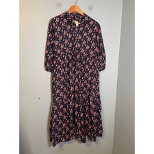 Anthropologie Maeve The Bettina Tiered Midi Dress Navy Sailboat Print Size XS picture