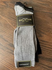 3 Pair GOLDTOE Men's Classic Canterbury Crew Dress Socks 794S NAVY Size 6-12.5 picture