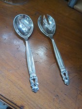 Vintage George Jenson Acorn Sterling  Silver Serving Spoon Spork Mid Century Mod picture