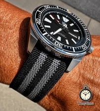 Marine Flex Premium 22mm Black Gray Nylon Watch Strap | Pass-Through Diver Band picture