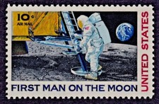 1969 FIRST MAN ON THE MOON STAMP AIR MAIL SPACE POSTAGE US EARTH ASTRONAUT MNH picture