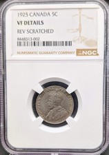1925 5c Nickel Canada Scarce Key Date Graded NGC VF Details picture