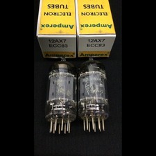 Matched Pair AMPEREX Holland 12AX7 ECC83 Foil D Premium VACUUM TUBES 10.1130 picture