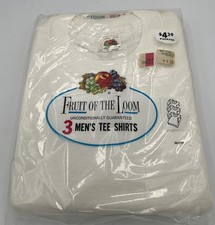 Vintage Fruit of the Loom Mens Tee Shirts Large 42-44 3 Pack USA NOS Sealed picture