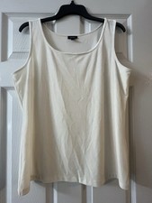 Talbots Womens Ivory Solid Scoop Neck velvety Stretch Knit Tank Top L picture