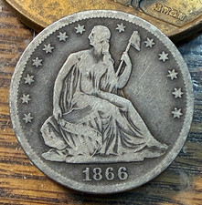 1866-S Seated Liberty Half Dollar Nice Super Original Fine+ CHRC picture