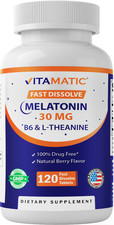Vitamatic Melatonin 30mg - with B6 & L-Theanine - 120 Fast Dissolve Tablets with picture