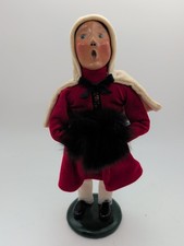 1994 Byers Choice Figurine Girl With Black Fur Muffler White Cap 10