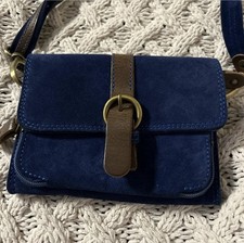 Authentic Vintage Cécile & Jeanne Paris Convertible Blue Suede Utility Bag picture