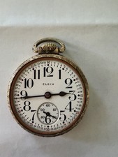 Antique 1930s Elgin Open Face Pocket Watch Gold Filled – For Parts or Repair picture