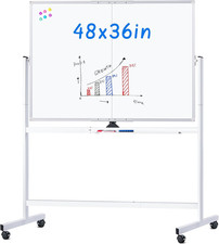 Maxtek Rolling Whiteboard 48 X 36 in Large Magnetic White Board on Wheels picture