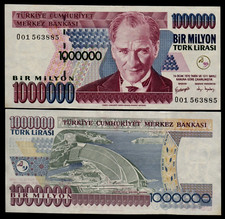 1,000,000 Turkey 1 Million LIRA P-213 1970 ( 2002 ) DAM UNC Turkish 1000000 NOTE picture