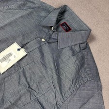 UNTUCKit Pio Cesare Mens Medium Regular Fit Blue Micro Check Cotton Shirt NWT picture