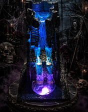 Gothic Castle Tabletop Fountain with Remote LED Lights, Colorful Mister & Water picture