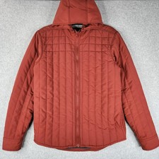 Outerknown Evolution Hooded Jacket Mens Small Orange Quilted Econyl Autumn picture