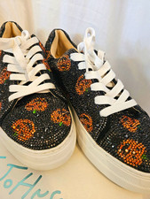 Betsey Johnson Beaded Halloween Low Top Lace-Up Sneakers New Box picture