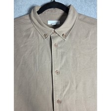 COS Button Down Shirt Mens Large Tan Twill Long Sleeve Cotton Blend Minimalist picture