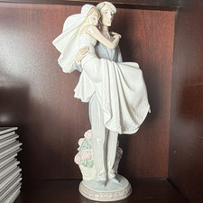 Lladró Bride & Groom Wedding Porcelain Figurine 16in Signed Hand Painted Spain picture