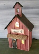 Primitive Wooden School , Farmhouse Village Collection, Rustic, Folk Art picture