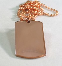 SOLID PURE COPPER HEAVY DUTY POLISHED DOG TAG NECKLACE PENDANT FREE ENGRAVE picture