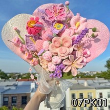 Pink Crochet Flower Bouquet Handmade Birthday Gift for Mom Keepsake Flowers picture