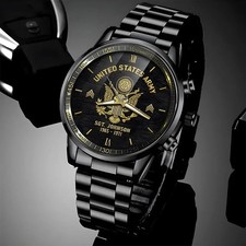 Personalized US Army Veteran Watch Military Gift for Dad Soldiers Pride Men USA picture