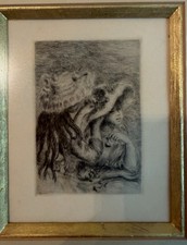 Pierre-Auguste Renoir Le Chapeau Épinglé Etching Print Framed Vintage picture