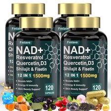 NAD+ Supplement 1500mg with Resveratrol | Cellular Health & Energy | 120 Caps US picture