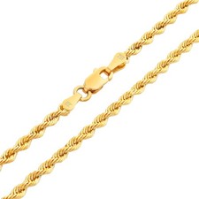 18K Yellow Gold Solid 2mm-6mm Rope Diamond Cut Chain Italian Necklace 16