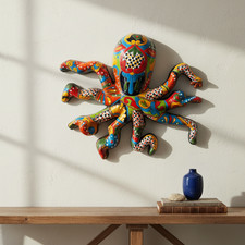 Mexican Handmade Octopus Wall Art | Hand-Painted Talavera picture