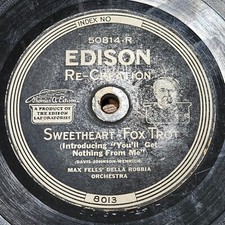Max Fells' Della Robbia Orchestra: Sweetheart / Mimi Edison 1921 50814 V+/V+ picture
