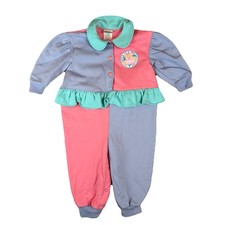 Vintage Osh Kosh Baby B'Gosh Bubble Romper 24 Months 80s 90s Bear Pastel Ruffle picture
