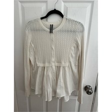 Anthropologie Cream Cable-Knit Peplum Cardigan Top picture
