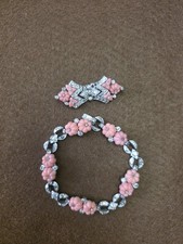 Rare Vintage KTF Trifari Alfred Phillipe Fruit Salad Bracelet & Dress Clip Pin picture