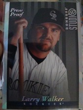 Larry Walker PRESS PROOF 1/box 1997 Donruss Low Ship/combine picture