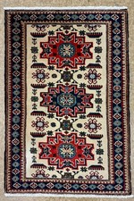 Vintage Ardebil 2x4 Tribal Geometric Rug Hand Knotted Wool Oriental Ivory Boho picture