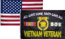3x5 Wholesale Combo USA American & Vietnam Veterans All Gave Flag 3'x5' 2 Pack picture