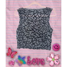 Y2K Black Tribal Print Sheer Mesh Crop Top picture