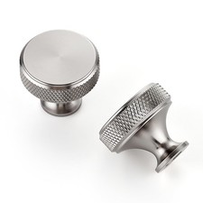 30 Pack Stainless Steel Kitchen Cabinet Hardware Knobs Round Solid Knurled Ha... picture